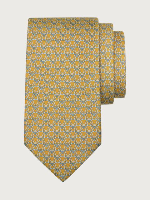 Gancini print silk tie