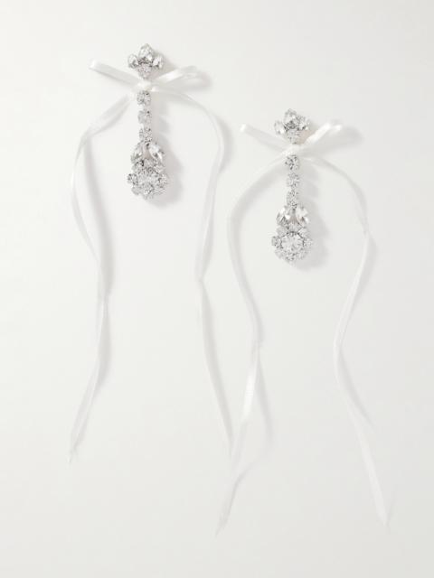 Simone Rocha Victorian Bow Silver-tone Satin And Crystal Earrings