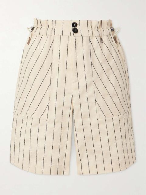 Reana striped linen-blend shorts
