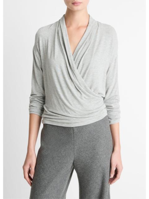 Vince Relaxed Fixed-Wrap Jersey Top