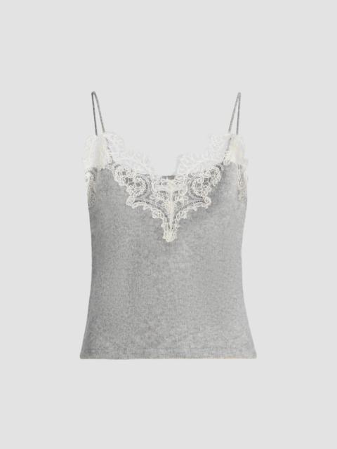 ADAM LIPPES Women's Beatrix Lace-Trim Cashmere Knit Cami - Heather Grey