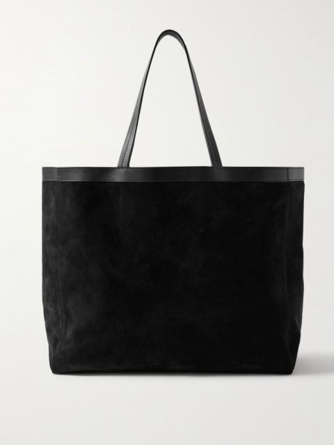NILI LOTAN Loren leather-trimmed suede tote Black