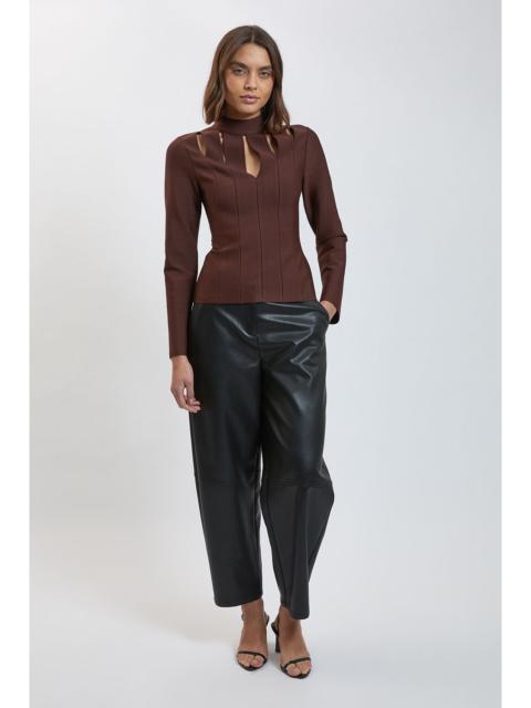 KAREN MILLEN Bandage Figure Form Cut Out Knitted Long Sleeved Top