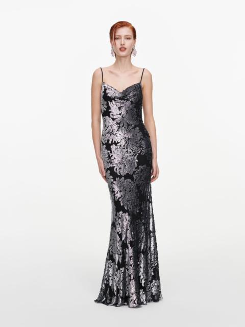 self-portrait Silver Fil Coupe Maxi Dress