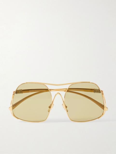Miu Miu Square-frame gold-tone sunglasses Gold