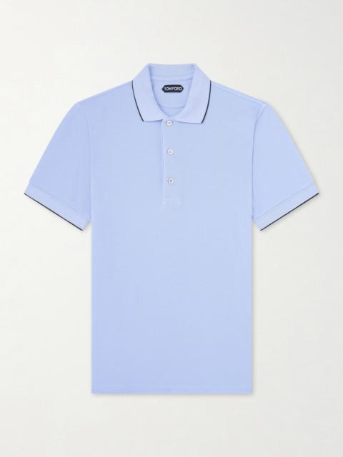 TOM FORD Contrast-Tipped Lyocell-Piqué Polo Shirt