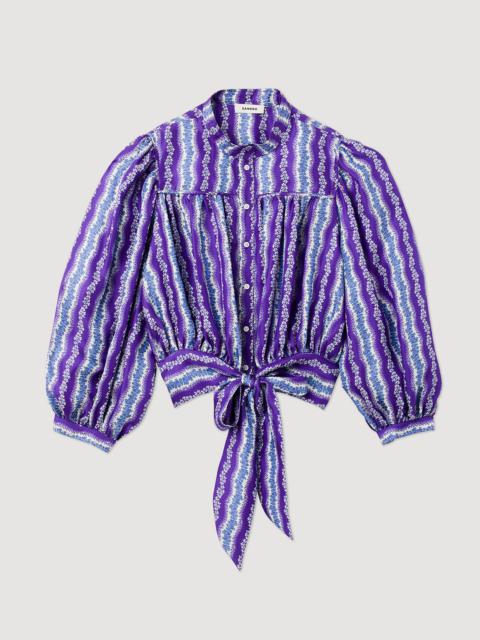 Sandro Cropped silk shirt with a floral print