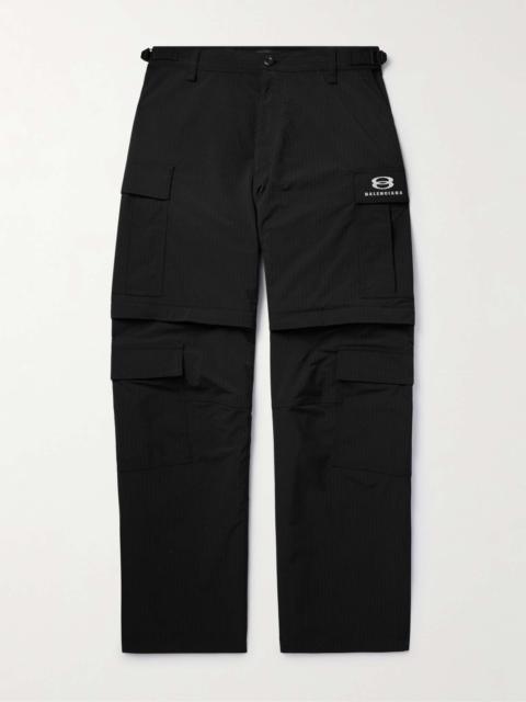 BALENCIAGA Wide-Leg Logo-Embroidered Ripstop Cargo Trousers