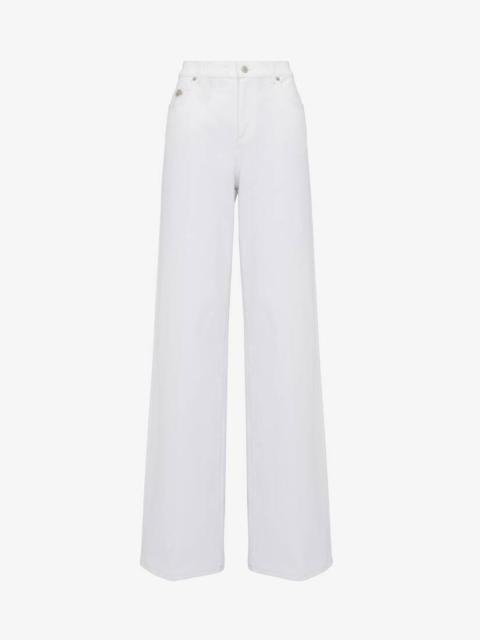Alexander McQueen Women's Wide Leg Jeans in Optic White