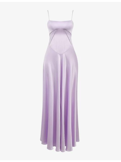 House of CB Anabella lace-up satin maxi dress