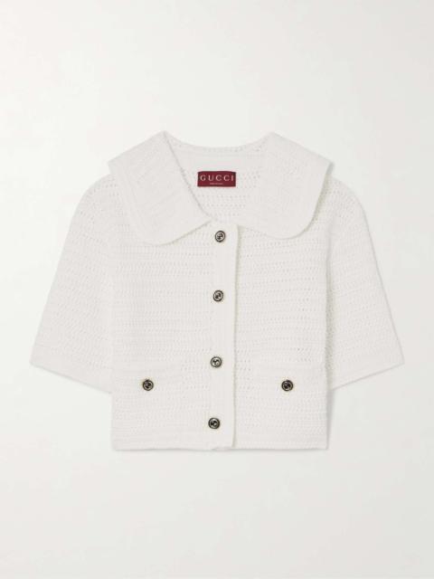 GUCCI Open-knit cotton polo shirt