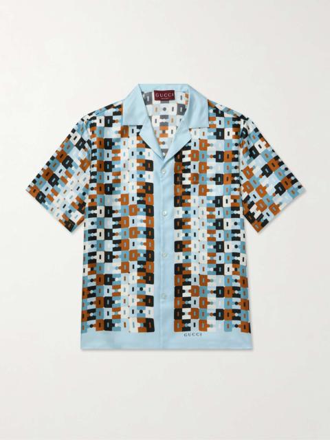 GUCCI Disco Camp-Collar Printed Silk-Twill Shirt