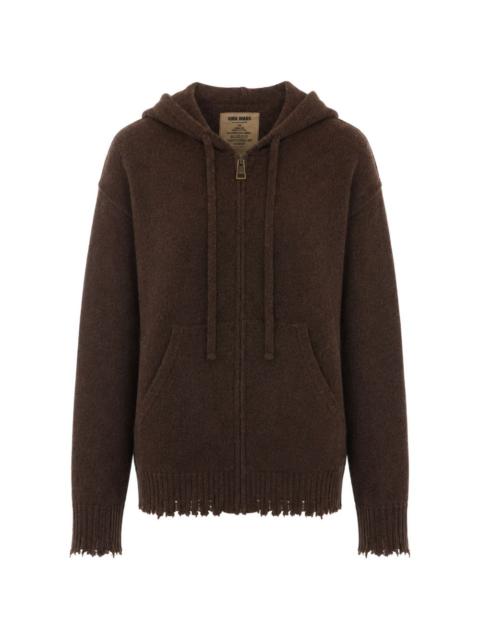 UMA WANG distressed zip-up hoodie