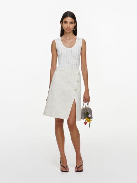 self-portrait White Rhinestone Striped Knit Top