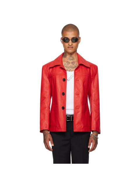 LU'U DAN Red Slim-Fit Creep Leather Jacket