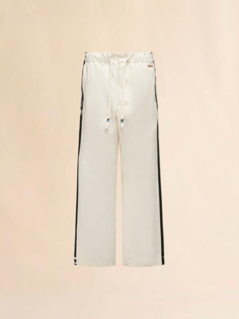 Marni WHITE GABARDINE TRACK PANTS WITH STRIPES