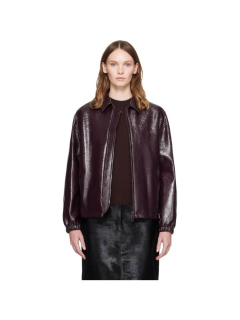 courrèges Burgundy Vinyl Bomber Jacket