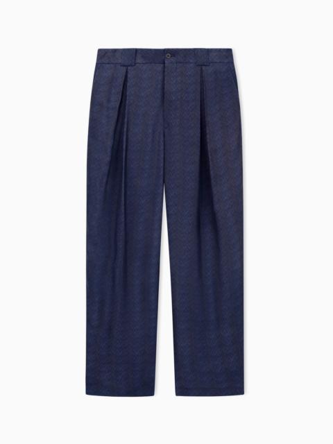 GIORGIO ARMANI SINGLE-PLEAT TROUSERS IN A VISCOSE CHEVRON
