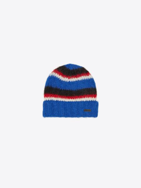 SAINT LAURENT striped beanie in mixed knit