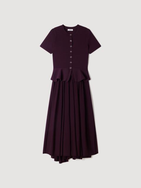 Sandro KNIT MAXI DRESS WITH PEPLUM