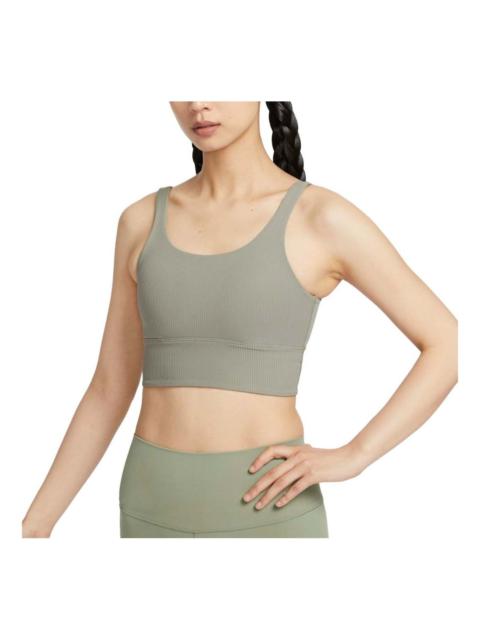 Nike (WMNS) Nike Zenvy Rib Light-Support Padded Longline Sports Bra Asia Sizing 'Light Army' HF1543-320