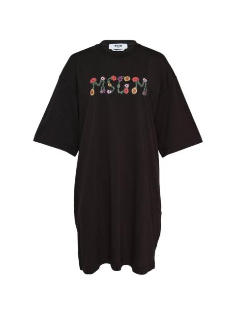 MSGM floral-embroidered T-shirt dress
