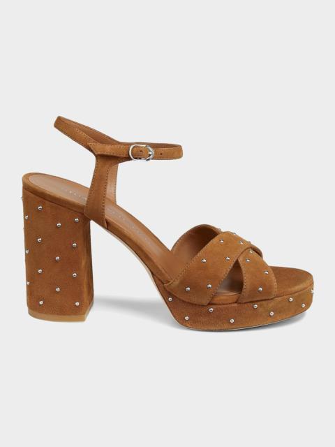 Stuart Weitzman 90mm Dayna Sostud Suede Platform Sandals