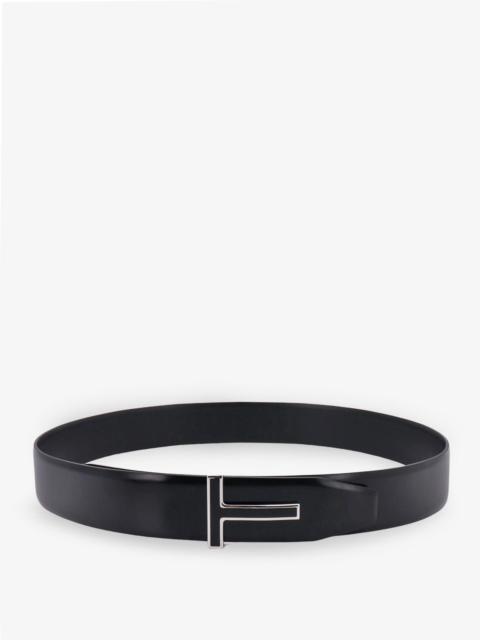 TOM FORD LEATHER BELT WITH ENAMELLED LOGO