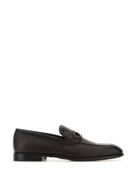 FERRAGAMO Dark brown leather Foster loafers