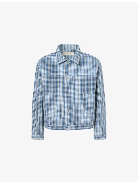 Story mfg. Sundae Check-Print Cotton-Knit Jacket