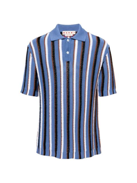 Marni striped crochet polo shirt