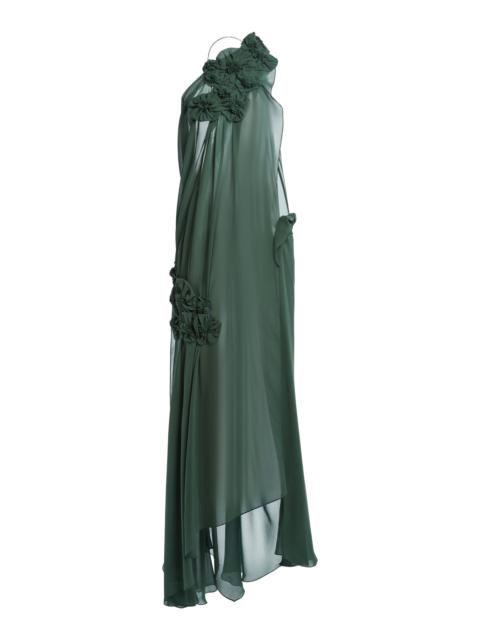 Victoria Beckham Organic Ruched Silk Gown green