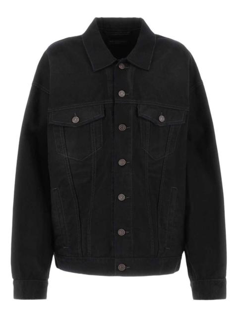 BALENCIAGA BALENCIAGA Oversized Jacket With Obscured Logo In Cotton Denim Black