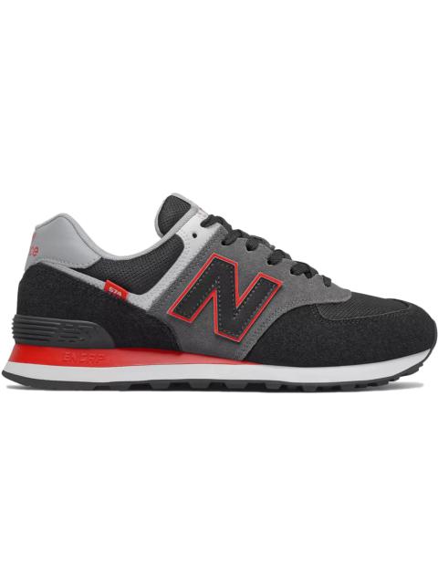 New Balance 574 Black Grey Velocity Red