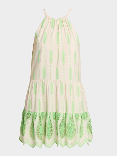 RAMY BROOK Kaelyn Embroidered High-Neck Mini Dress
