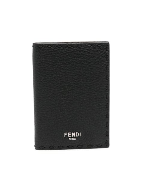 FENDI logo-lettering leather card holder