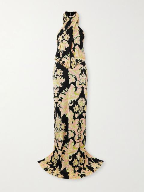 Etro Crepe de chine maxi halterneck dress Multi