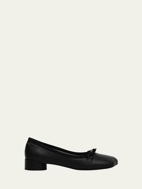 MM6 Maison Margiela Leather Bow Ballerina Flats