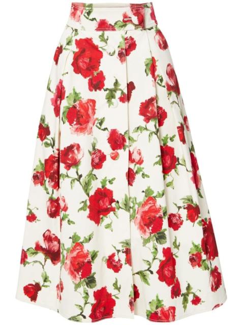 CAROLINA HERRERA floral-print A-line skirt