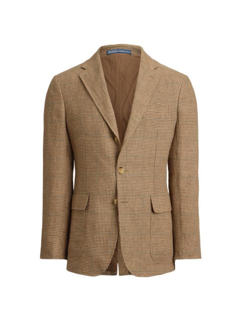 Polo Ralph Lauren Men's Houndstooth Overcheck Linen Blazer - Tan Brown