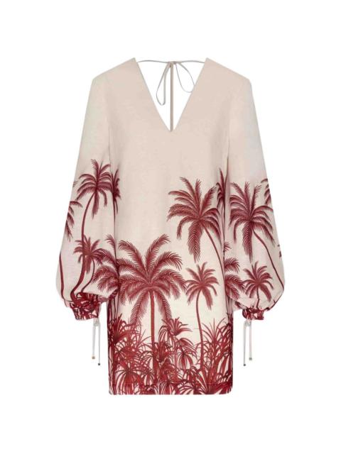 ANDRES OTALORA tropical-print V-neck mini dress