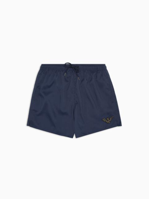 EMPORIO ARMANI Honeycomb weave fabric swim shorts