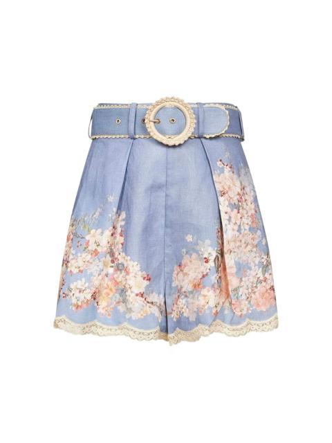 Zimmermann floral-print belted shorts