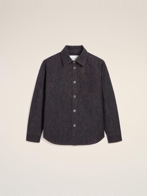 AMI Paris BLUE COTTON OVERSHIRT WITH AMI DE COEUR