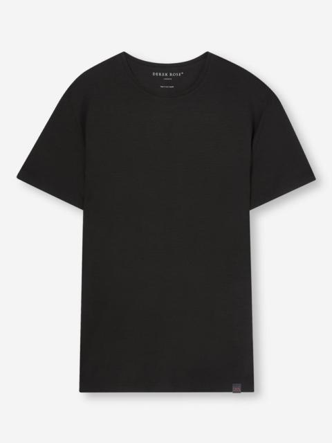 Derek Rose Men's T-Shirt Basel Micro Modal Stretch Black