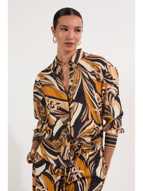KAREN MILLEN Beach Border Print Spun Viscose Shirt