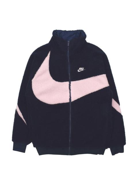 Nike Nike Big Swoosh Large Logo lamb's wool Stay Warm Stand Collar Jacket Obsidian Color DH2474-456