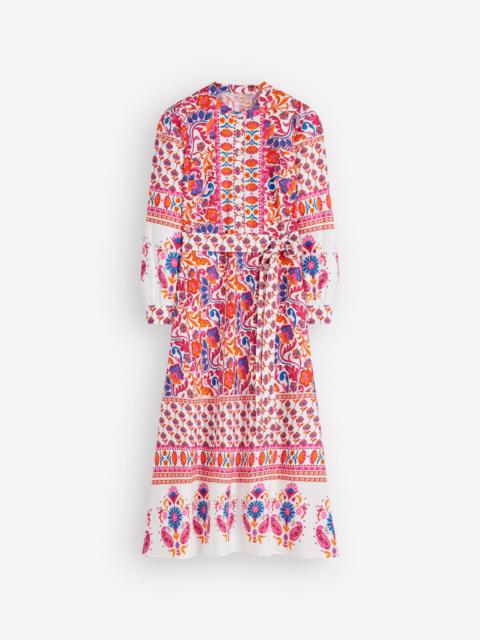 BODEN Ava Cotton Midi Dress-Pink Flourishing Meadow Border