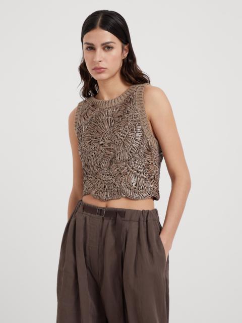 Brunello Cucinelli Handmade Dazzling Raffia OPERA top