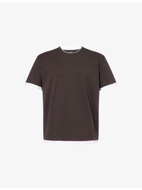 7 For All Mankind Double-Layer Crew-Neck Cotton T-Shirt